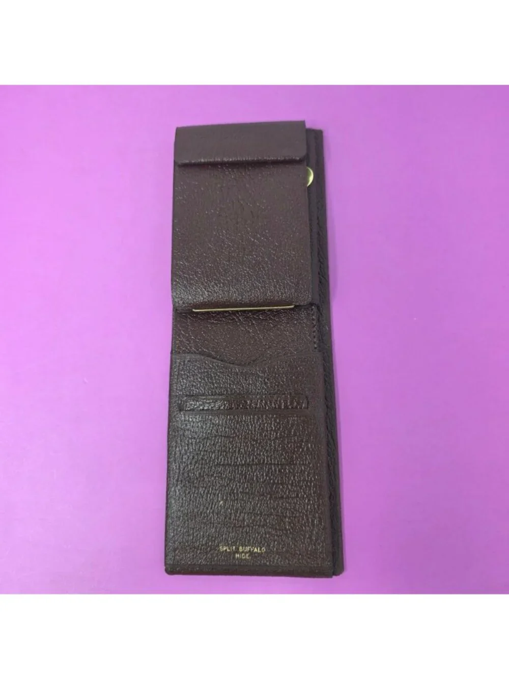 Vintage‎ Beau Brummel Split Buffalo Hide Men’s Wallet Brown Bifold NOS In Case